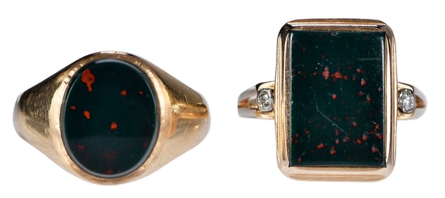 Two 14kt. Bloodstone Rings