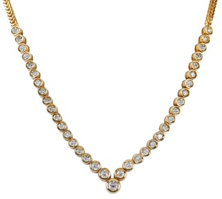 18kt. Bezel Set Round Brilliant Cut Diamond Necklace