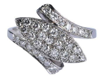 14kt. Diamond Navette Shape Bypass Ring