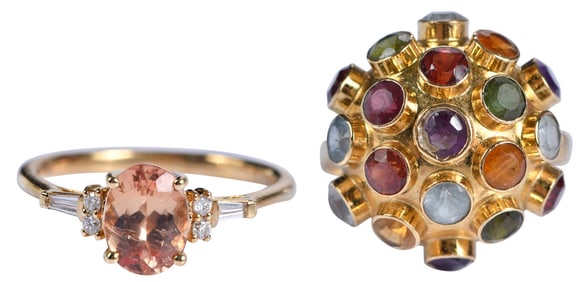 Two 18kt. Gemstone Rings