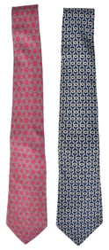 Two Hermes Silk Ties, Knot and Horseshoe