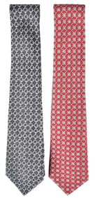 Two Hermes Silk Ties, Garnet and Gray
