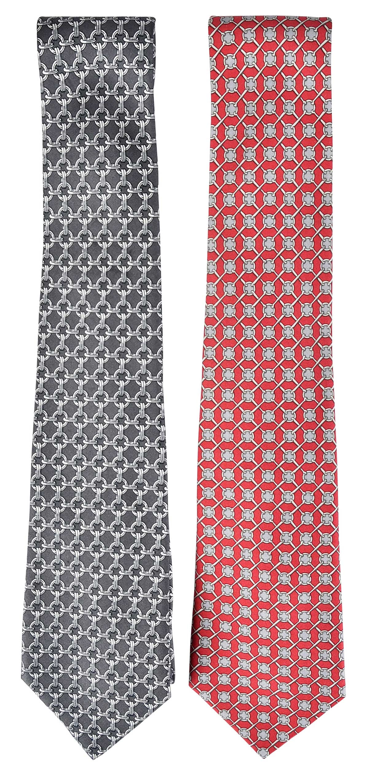 Two Hermes Silk Ties, Garnet and Gray (1 of 6)