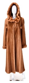 Full Length Hooded Mink Coat