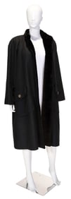Alixandre Black Beaver Trimmed Raincoat