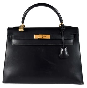 Hermes Kelly 32 Sellier Handbag, Black