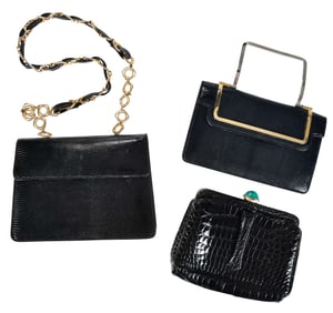 Three Jacomo Exotic Leather Bags and Clutches