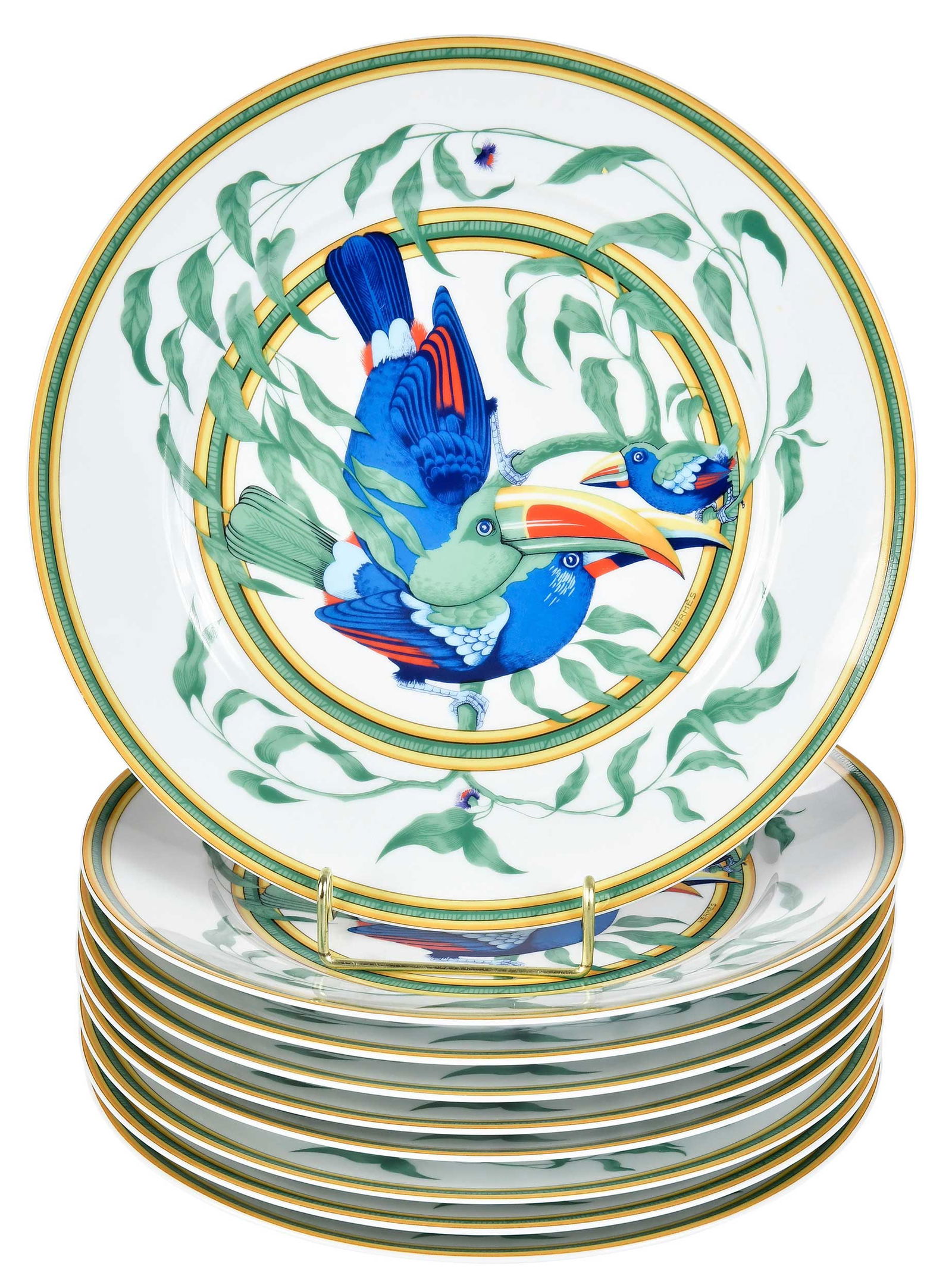 Nine Hermes Toucans Porcelain Dinner Plates (1 of 5)
