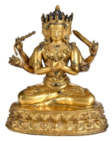 Gilt Bronze Seated Buddhist Deity
