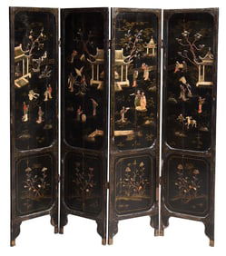 Chinese Four Panel Coromandel Screen