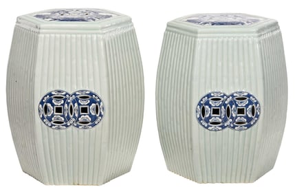 Two Chinese Celadon Porcelain Garden Seats