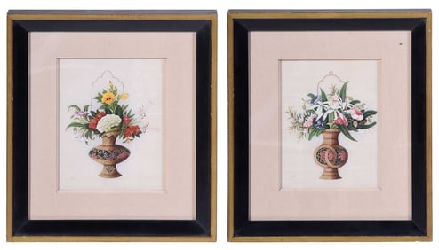 Sunqua, A Pair of Export Floral Paintings