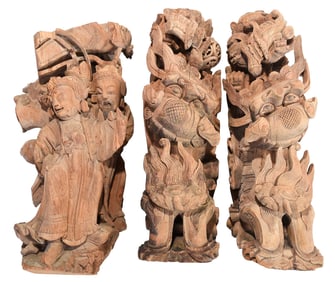 Three Chinese Carved Wood Architectural Elements
