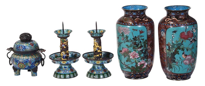 Five Pieces of Chinese Cloisonne
