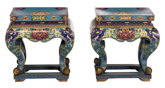 Two Chinese Cloisonne Stools