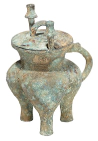 Chinese Bronze Three Footed Lobed Pot