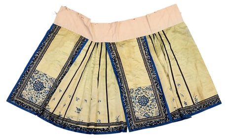 Chinese Embroidered Silk Skirt with Forbidden Stitch