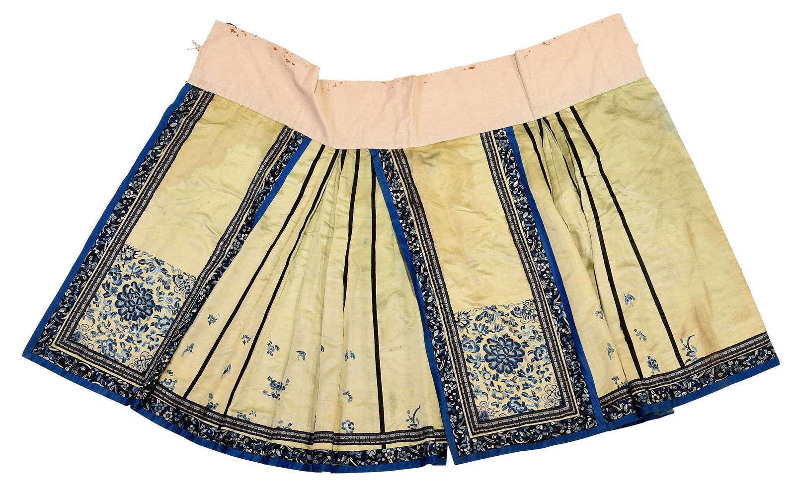 Chinese Embroidered Silk Skirt with Forbidden Stitch