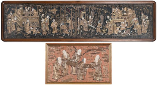 Two Framed Chinese Silk Needleworks With Figures