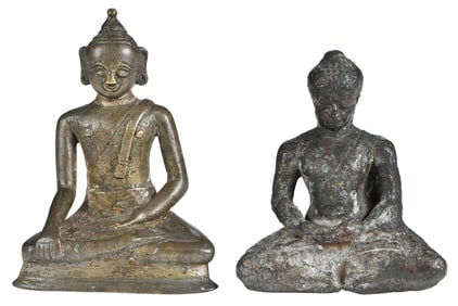 Two Seated Bronze Buddhas