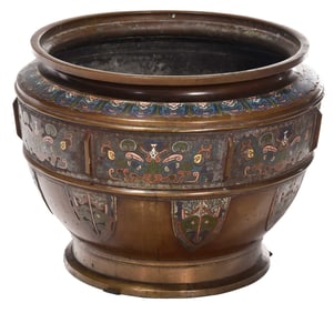 Large Japanese Champleve Jardiniere (stand?)