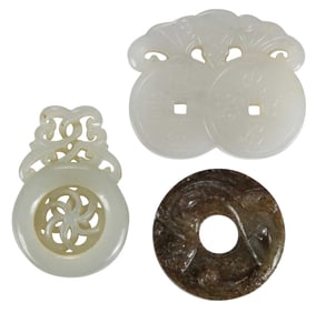 Three Chinese Carved Jade Objects