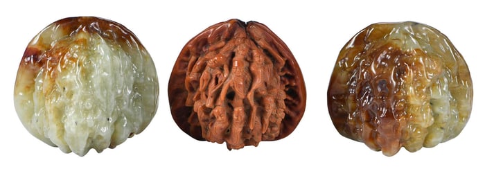Three Chinese Carvings Including Jade