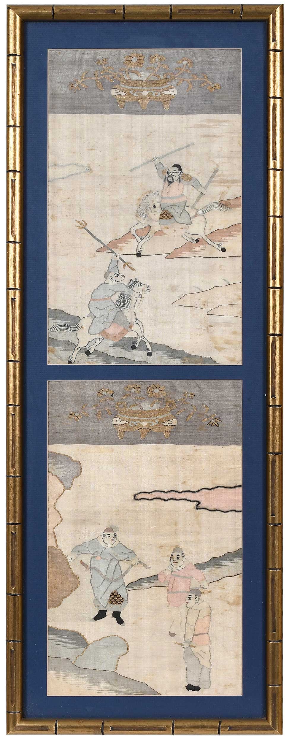 Two Kesi Slit Panels, Framed