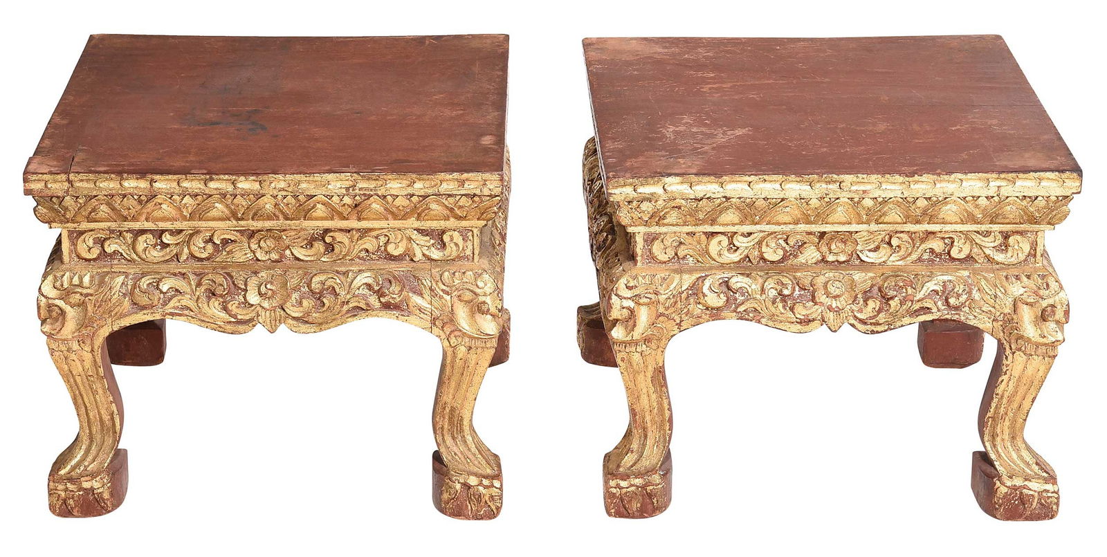 Pair of Balinese Gilt and Red Painted Low Tables (1 of 10)