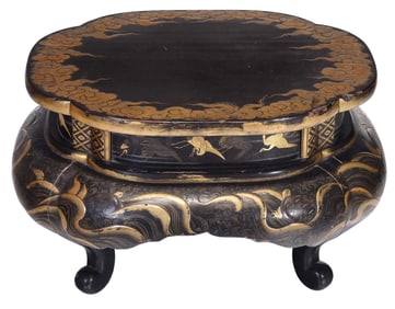 Chinese Black Lacquer and Gilt Stand