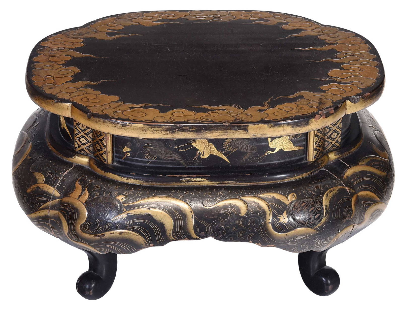 Chinese Black Lacquer and Gilt Stand