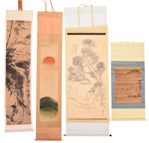 Four Hand Painted Asian Scrolls