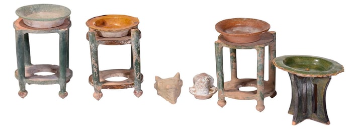 Six Miniature Ming or Ming Style Terracotta Table Objects