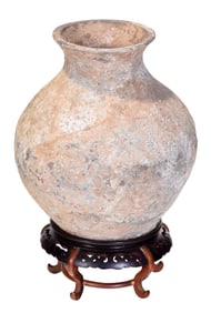 Chinese Neolithic or Style Vase with Stand
