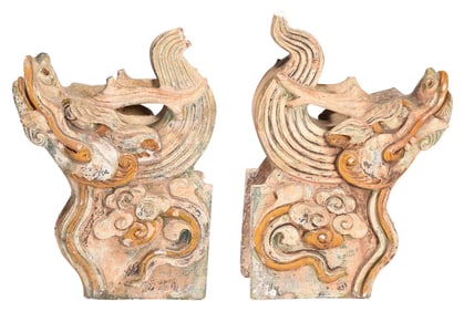 Pair of Glazed Earthenware Pixiu Corbels