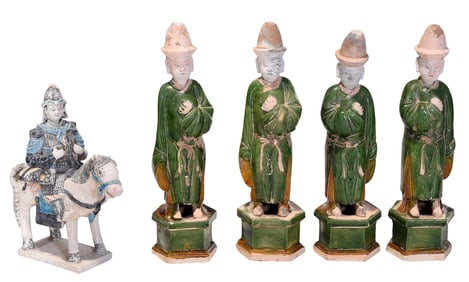 Five Chinese Earthenware Tomb Figures