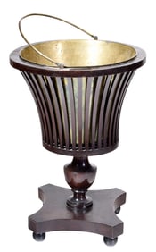 Georgian Mahogany Urn Form Plant Stand with Brass Liner