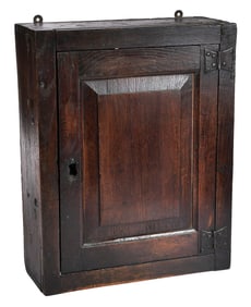 Early English Paneled Oak Hanging Cupboard