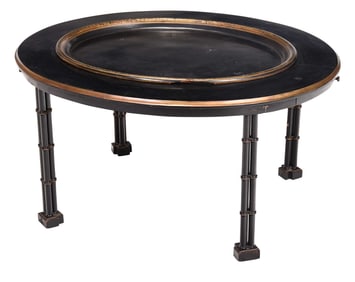 Vintage Parcel Gilt Paper Mache Tray on a Later Stand