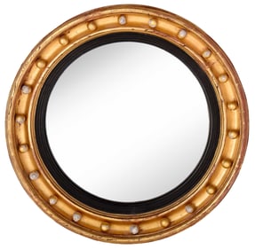 Classical Gilt and Ebonized Convex Mirror