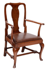 George II Figured Walnut Open Armchair