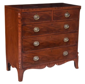 George III Figured Inlaid Mahogany Five Drawer Chest