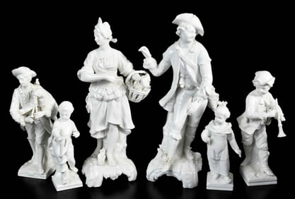 Six KPM Porcelain Blanc de Chine Figures