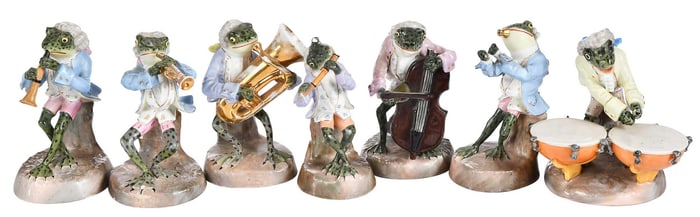 Seven Piece Sitzendorf Porcelain Frog Band
