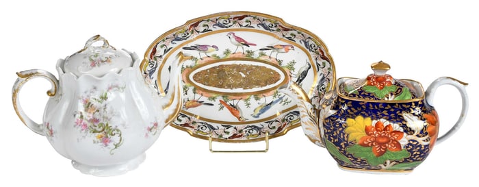 Three Continental Porcelain Table Objects, One Limoges