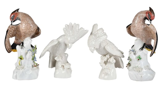 Two Pairs of Continental Porcelain Birds