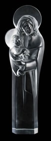 Lalique Madonna and Child Glass Sculpture