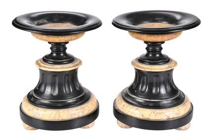 Pair of Grand Tour Sienna and Black Marble Classical Tazza