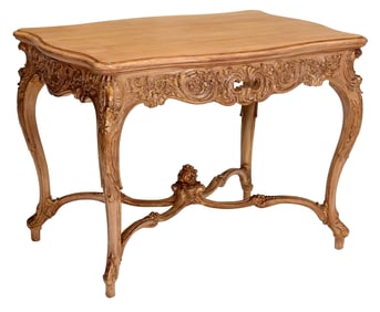 Louis XV Style Carved, Painted, and Parcel Gilt Center Table