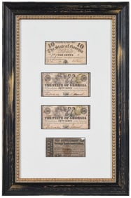 Four Framed Georgia Obsolete Bank Notes
